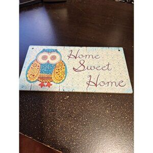 Home Sweet Home Wood Sign w/ Owl 6" x 12" Rustic Farmhouse Wall Decor